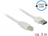 Delock Kábel EASY-USB 2.0 A - B-típusú 3m, fehér (85154)