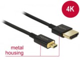 Delock kábel High Speed HDMI Ethernettel HDMI-A apa> HDMI Micro-D apa, premium, 3D, 4K, 1.5m (84782)