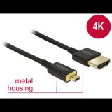 Delock kábel High Speed HDMI Ethernettel HDMI-A apa> HDMI Micro-D apa, premium, 3D, 4K, 1.5m (84782) (DE84782)