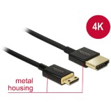Delock kábel High Speed HDMI Ethernettel - HDMI-A apa> HDMI Mini-C apa3D 4K 0.5 m vékony Prémium