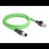 Delock Kábel M12 A kódolt 8 tűs apa - RJ45 apa PUR (TPU) 1 m (80421) (80421)