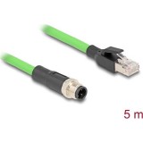 Delock Kábel M12 D kódolt 4 tűs apa - RJ45 apa PUR (TPU) 5 m (80429) (80429)