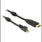 Delock Kábel mini Displayport 1.2-dugós csatlakozó csavarral > HDMI-csatlakozódugó 4K aktív fekete5m