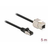 Delock Kábel RJ45 apa - Keystone modul RJ45 anya Cat.6A, 5 m hosszú, fekete