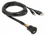 Delock kábel USB Type-A apa+3,5 mm-es 4tűs jack apa>USB Type-A anya és 3,5 mm-es, 4tűs jack anya (85718)