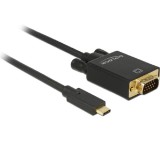 Delock Kábel USB Type-C csatlakozódugó > VGA csatlakozódugó (DP váltakozó) Full HD 1080p,2 m,fekete