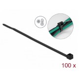 Delock Kábelkötöző ellenáll a forró hőmérsékletnek hossza 100 x szélessége 2,5 mm, 100 db. Fekete