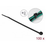 Delock Kábelkötöző ellenáll a forró hőmérsékletnek hossza 150 x szélessége 3,6 mm, 100 db. Fekete