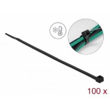 Delock Kábelkötöző ellenáll a hideg hőmérsékletnek hossza 300 x szélessége 4,8 mm, 100 db. Fekete