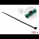 Delock Kábelkötöző ellenáll a hideg hőmérsékletnek hossza 300 x szélessége 4,8 mm, 100 db. Fekete (19202) (19202)