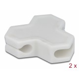 Delock Kábeltartó öntapadó 3 átvezetővel (1 db lapos kábel és 2 db kerek kábel) 2 db fehér