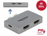 Delock Kettős HDMI adapter MacBook-hoz 4K 60 Hz és PD 3.0-s (64123)