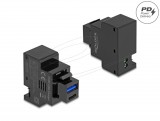 Delock Keystone Modul A-típusú USB-vel és USB Type-C töltő porttal PD 20 W fekete