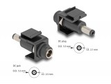 Delock Keystone modul, DC 5,5 x 2,5 mm-csatlakozóhüvely, DC 5,5 x 2,1 mm méretű apa, fekete (84164)