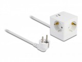 Delock Kibővítő csatlakozó kocka 3 irányú gyerekzárral és USB PD 3.0 töltővel 20 W, 1,5 m hosszú kábellel, fehér színű