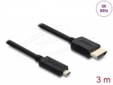 Delock Koaxiális High Speed HDMI kábel HDMI dugó - Micro HDMI dugó 8K 60 Hz 3 m