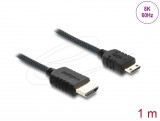 Delock Koaxiális High Speed HDMI kábel HDMI dugó - Mini HDMI dugó 8K 60 Hz fonott borítással 1 m