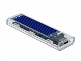 Delock Külso ház M.2 NVME PCIe SSD-hez USB Type-C csatlakozóval anya áttetszo