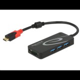 Delock külső, USB 3.1-es, 1. generációs hub, USB Type-C > 3 x USB A-típusú + két nyílással (62900) (62900)