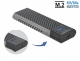 Delock külső USB-C kombinált ház M.2 NVMe PCIe vagy SATA SSD eszközhöz (42638)