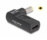 Delock Laptop töltőkábel adapter USB Type-C  anya - 5,5 x 2,5 mm apa 90  fokban hajlított