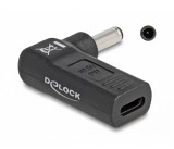 Delock Laptop töltőkábel adapter USB Type-C  anya - Dell 4,5 x 3,0 mm apa 90  fokban hajlított