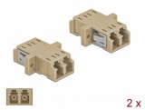 Delock LC optikai szálas csatlakozó duplex anya - LC Duplex anya, multimódosú 2 db. Bézs (86535)