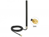 DeLock LTE UMTS GSM Antenna SMA plug 3 dBi omnidirectional fixed with connection cable RG-58, 3m wall mounting outdoor black 89529