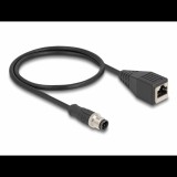 Delock M12 adapter kábel D-kódolt 4 tűs apa - RJ45 anya 50 cm (60067) (60067)