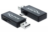 DeLock Micro USB OTG + USB A male Card Reader Black 91731