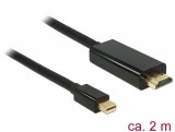 DeLock mini Displayport 1.1 male to HDMI male kábel 2m Black 83699