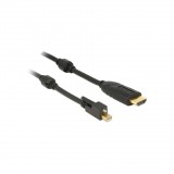 DELOCK miniDisplayport 1.2-dugós csatl. csavarral > HDMI-csatl. dugó 4K aktív kábel - 5m (83732) (83732)