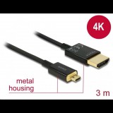 Delock Nagysebességű HDMI-kábel Ethernettel - HDMI-A-csatlakozó > HDMI Micro-D-csatlakozó 3m (84784) (84784)