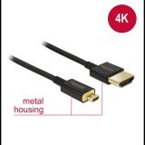 Delock Nagysebességű HDMI-kábel Ethernettel - HDMI-A-csatlakozódugó > HDMI Micro-D-csatlakozódugó,3D