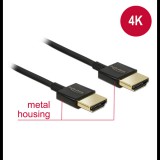 Delock Nagysebességű HDMI-kábel Ethernettel - HDMI-A > HDMI-A, 3D, 4K, 0,5 m, vékony, prémium