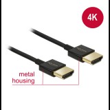 Delock Nagysebességű HDMI-kábel Ethernettel - HDMI-A > HDMI-A, 3D,4K, 1,5 m, vékony, prémium