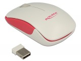 DeLock Optical 3-button mini mouse 2.4 GHz wireless White/Red 12495