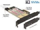 DeLock PCI Express x4 Card > 1x internal M.2 Key B + 1x internal NVMe M.2 Key M Low Profile Form Factor 89630