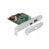 Delock PCI Express x4 kártya - 1 x külső USB Type-C? hüvely + 1 x külső A-típusú USB hüvely SuperSpe (90299)