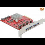 DELOCK PCI Express x4 Kártya - 4 x külső SuperSpeed USB 10 Gbps (USB 3.2 Gen 2) USB A-típusú hüvely (90481)