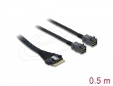 Delock PCIe 4.0 kábel Slim SAS SFF-8654 8i 2 x Mini SAS HD SFF-8643, 0,5 m
