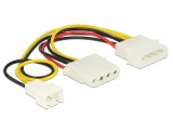 DeLock Power Cable 4 pin male > 1x 4 pin female + 1x 3 pin male (fan) 14cm 83658