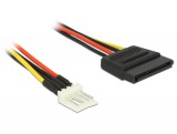 Delock Power Cable SATA 15 pin male  4 pin floppy male 24 cm 83877