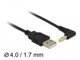 DeLock Power Cable USB > DC 4.0 x1.7 mm male 90° 1,5m Black 85544