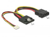DeLock Power SATA 15 pin receptacle > Molex 4 pin male + 4 pin power female Cable 85673
