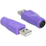 Delock PS/2 -> USB-A 2.0 F/M adapter lila