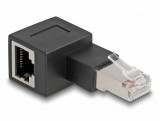 Delock RJ45 apa - RJ45 anya adapter Cat.6A 90 fokos szögben balra hajlítva
