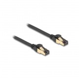 Delock RJ45 hálózati kábel Cat.6A apa - apa S/FTP fekete 30 cm - Cat.7 nyers kábellel, mely alkalmas bel- és kültéri használatra (80246) (80246)