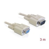 DeLOCK RS-232 3m soros kábel Bézs SUB-D 9