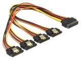 DeLock SATA 15 pin power plug with latching function > SATA 15 pin power receptacle 4x straight 30cm cable 60157